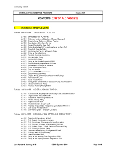 Dom Care - CONTENTS - Policies - ER