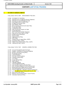 Care Homes - CONTENTS - LIST OF ALL POLICIES