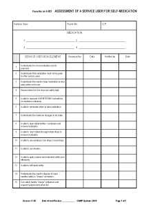 Form 3-301 - Risk Assessment - Self-Medication Pg 1 of 1