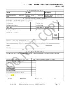 Form 3-509 - Safeguarding Notification