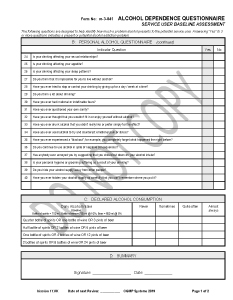 Form 3-841 - Alcohol Dependence Questionnaire Pg 2 of 2