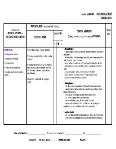 Risk Assessment - RA2-007 - Making Beds - Dom Care